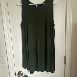Azules Women's Sleeveless Olive Green Tank Top Dress- Size XL